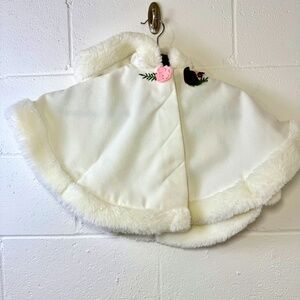 Savannah Toddler White Faux Fur Bolero Shoulder Cape Cloak Shawl Stole Shrug